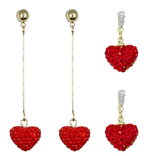 2 Paar rote Herz-Ohrringe Valentinstag Strass Liebe baumeln Tropfen Ohrringe Legierung andere 2 Paar rote Herz-Ohrringe Valentinstag Strass Liebe baumeln Tropfen Ohrringe Legierung andere von DOLLESS