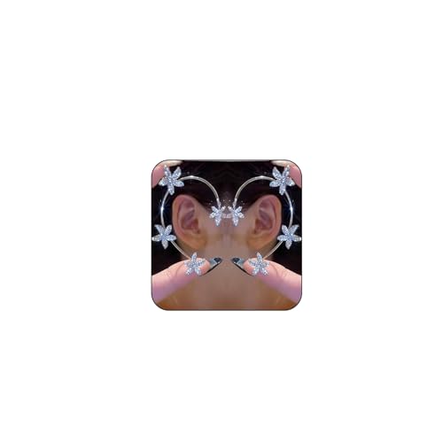 Blumen-Ohrklemme für Damen, Zirkonia, Blume, kein Piercing, Wickelohrringe, Frühlings- und Sommerschmuck, 2.7, Metall, Kein Edelstein Blumen-Ohrklemme für Damen, Zirkonia, Blume, kein Piercing, Wickelohrringe, Frühlings- und Sommerschmuck, 2.7, Metall, Kein Edelstein von DOLLESS