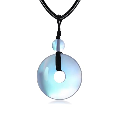 925 Sterling Silber Mondstein Anhänger Halskette, einfache Mondstein Halskette Schmuck Geschenke für Damen Frauen, mit 18 + 2 Zoll Kette (Stil 2) von DOLPHERS