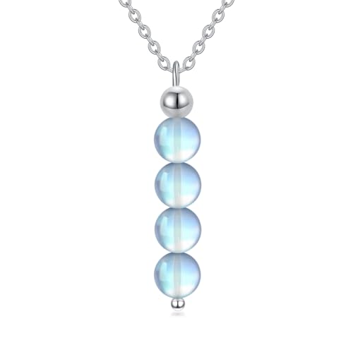 925 Sterling Silber Mondstein Anhänger Halskette, einfache Mondstein Halskette Schmuck Geschenke für Damen Frauen, mit 18 + 2 Zoll Kette (Stil 3) von DOLPHERS