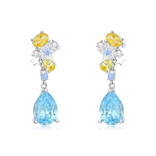 DOLPHERS 925 Sterling Silber Bunte 5A Zirkonia Baumelnde Ohrringe für Damen Wunderschöne mehrfarbige elegante Ohrringe Geschenke für Muttertag/Geburtstag/Valentinstag (Stil 13) von DOLPHERS