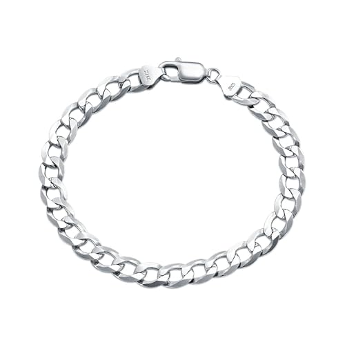 DOLPHERS 925 Sterling Silber Cubana Kette Armband 5/8 MM Solid Diamond-Cut Cuban Link Curb Chain Armband für Männer Frauen 7-9 Zoll-2 von DOLPHERS