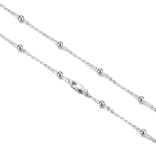 DOLPHERS 925 Sterling Silber Halskette Kugel Halskette Damen Silber 925 - Silberkette Kugelkette für Frauen Mädchen 1MM Länge 40MM-65MM-4 von DOLPHERS