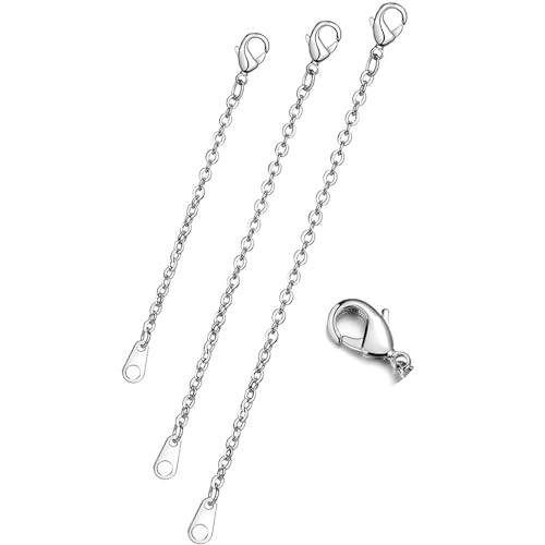 DOLPHERS 925 Sterling Silber Verlängerung Kette Halskette 3PCS Kette Extender Choker Halskette Armband Fußkettchen Verlängerung Extender Ketten-1 DOLPHERS 925 Sterling Silber Verlängerung Kette Halskette 3PCS Kette Extender Choker Halskette Armband Fußkettchen Verlängerung Extender Ketten-1 von DOLPHERS