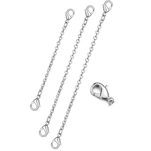 DOLPHERS 925 Sterling Silber Verlängerung Kette Halskette 3PCS Kettenverlängerer Karabinerverschlüsse Verlängerungskette Halskette kettenverlängerung silber Armband Fußkettchen für Halskette-13 von DOLPHERS
