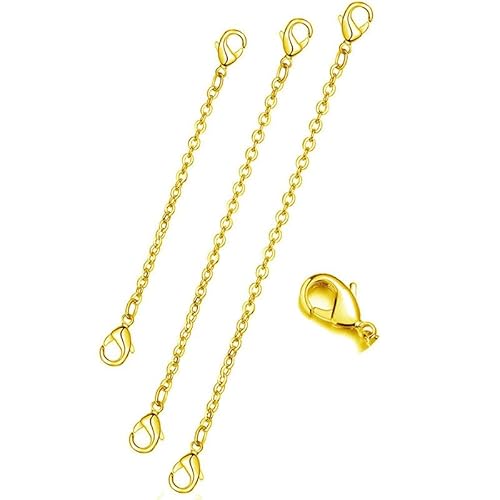 DOLPHERS 925 Sterling Silber Verlängerung Kette Halskette 3PCS Kettenverlängerer Karabinerverschlüsse Verlängerungskette Halskette kettenverlängerung silber Armband Fußkettchen für Halskette-16 von DOLPHERS