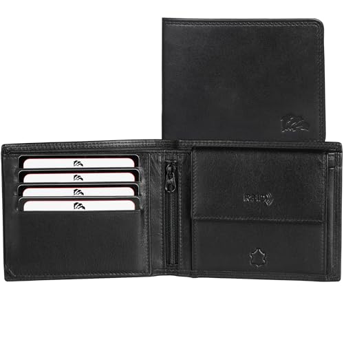 DOLPHIN® Herren Geldbörse Leder “do:Essential Wallet“ in 5 Größen - Portemonnaie mit RFID Schutz - Herrengeldbörse mit viel Stauraum - Brieftasche im Hochformat und Querformat (L - Querformat) von DOLPHIN