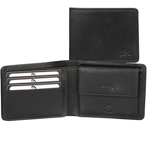 DOLPHIN® Herren Geldbörse Leder “do:Essential Wallet“ in 5 Größen - Portemonnaie mit RFID Schutz - Herrengeldbörse mit viel Stauraum - Brieftasche im Hochformat und Querformat (M - Querformat) von DOLPHIN