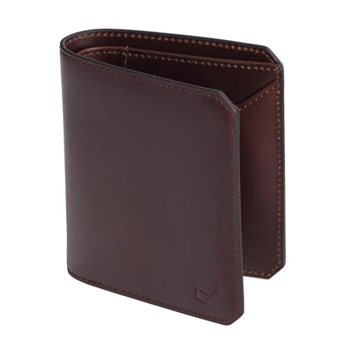 DOMAT Geldbörse Leder Herren mit RFID Schutz Echtleder Männer Portemonnaie Münzfach Bifold Kreditkartenhalter 2 Kartenfächern＆2 Fächer für Bargeld Wallet Querformat (Rotbraun) von DOMAT