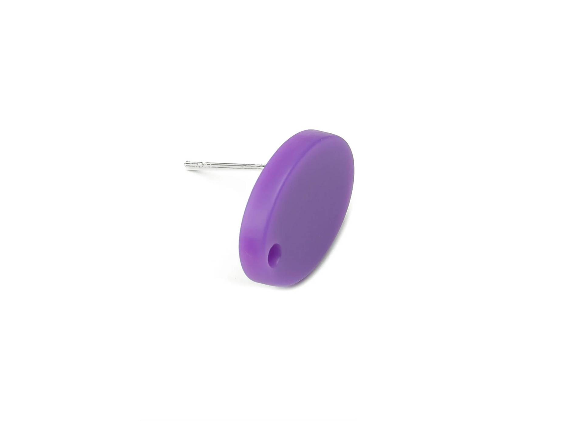 Acryl Oval Ohrstecker - Lila Matt Post Versilberter Weißer Messing Schmuckzubehör 14.63x10.9x2.26mm Ac2488B von DOMEDBAZAAR