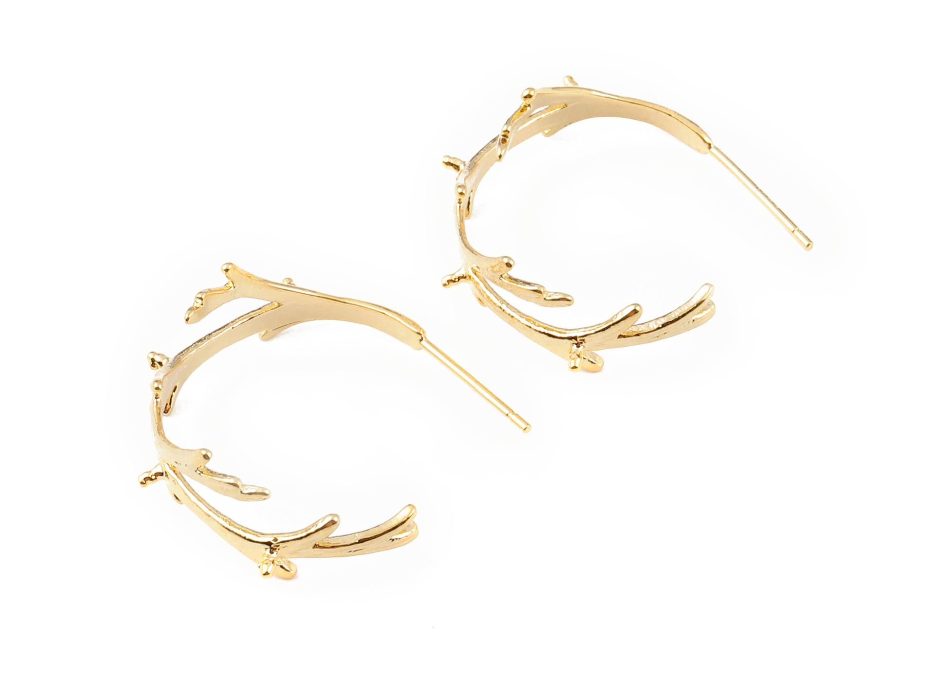 Messing C Zweig Ohrring Ohrstecker - 18K Echt Vergoldet Schmuck Zubehör 24.66x25.15mm Rgp1110 von DOMEDBAZAAR