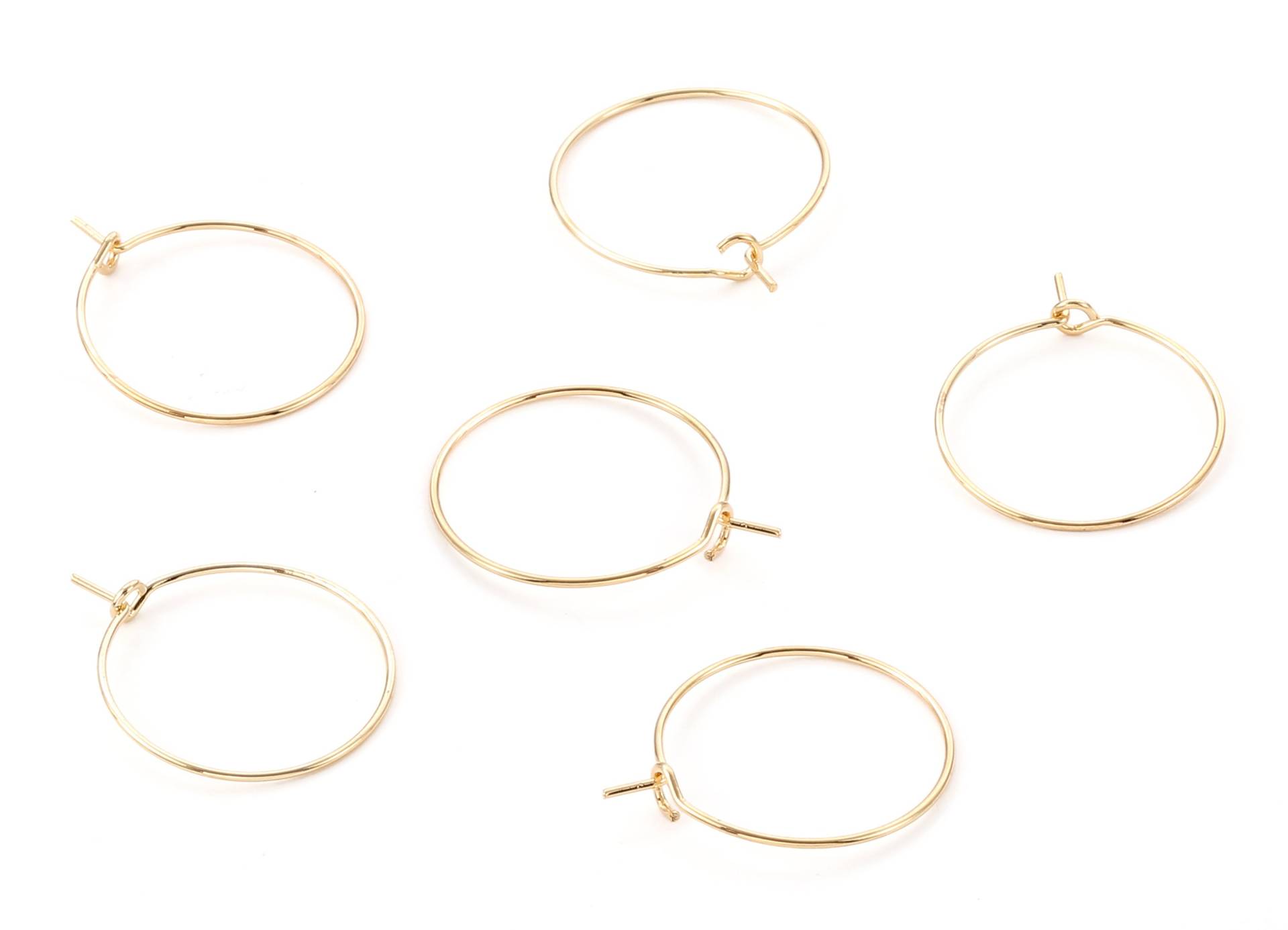 Messing Ohrring Kreis Creolen - Kreise Ohr Wire 18K Echt Gold Überzogenes Schmuck Zubehör 24.98x20.27x0.73mm Rgp1204 von DOMEDBAZAAR