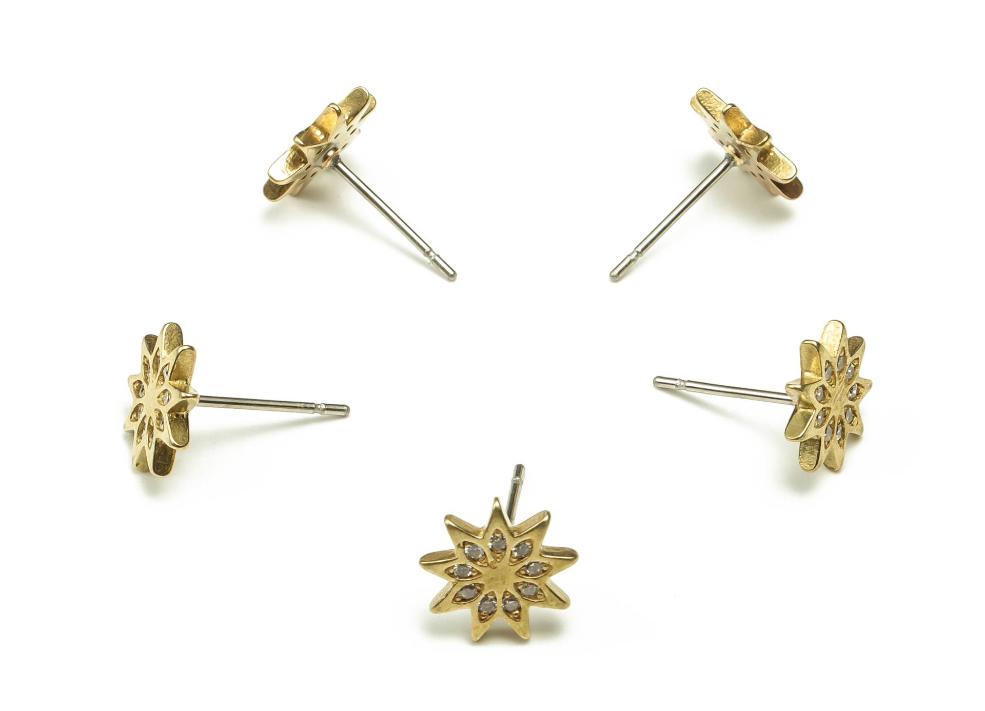 Messing Stern Ohrstecker Mit Zirkonen - Roher Sternpfosten Stud Ohrring Zubehör Schmuck 8.95x8.85x1.94mm Pp4472 von DOMEDBAZAAR