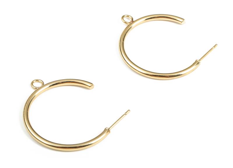 stud Hoop - Ohrstecker Mit Schlaufe Basic 18K Echt Vergoldetes Messing 32.44×23.93×2.06mm Rgp3045 von DOMEDBAZAAR