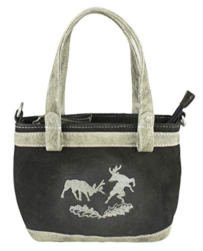 Domelo Trachtentasche. Damen Dirndltasche. Kleine Handtasche. Oktoberfest Ledertasche. Umhängetasche mit Hirsch Steckreis Design. Damentasche aus Ziegenleser von DOMELO