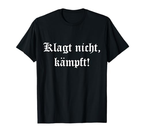 DOMESS - Herren & Damen Unisex-Erwachsene T-Shirt, Schwarz, Klein, Kurzarm, Rugged Classic, Biker, Motivierendes 'Klagt nicht, kämpft!' Design für aktive Zielgruppe von DOMESS