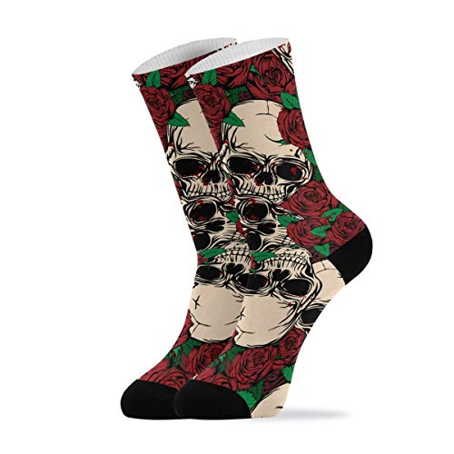 Socken für Damen und Herren, mit Totenkopf-Rosen-Muster, Knöchelsocken, Sportsocken, 1 Paar Gr. L, multi von DOMIKING