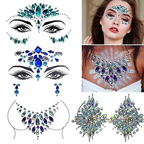 4 Set Gesicht Edelsteine, Körperschmuck Nippel Aufkleber, Gesicht Strasssteine,litzer Schmucksteine Selbstklebend Glitzersteine Gesicht strasssteine aufkleben Festival Tattoos für Glitzer Effekt 4 Set Gesicht Edelsteine, Körperschmuck Nippel Aufkleber, Gesicht Strasssteine,litzer Schmucksteine Selbstklebend Glitzersteine Gesicht strasssteine aufkleben Festival Tattoos für Glitzer Effekt von DOMINICK