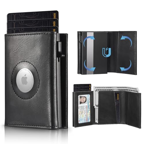 DOMIPHIE Airtag Wallet mit Münzfach - Portmonee Herren mit RFID Schutz, Slim Wallet Geldbörse für 12+ Karten Magnetschalter Und Pop Up-Mechanismus (Airtag Nicht im Produkt Enthalten) DOMIPHIE Airtag Wallet mit Münzfach - Portmonee Herren mit RFID Schutz, Slim Wallet Geldbörse für 12+ Karten Magnetschalter Und Pop Up-Mechanismus (Airtag Nicht im Produkt Enthalten) von DOMIPHIE