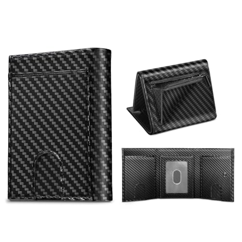 DOMIPHIE Slim Wallet RFID Blocking Portmonee Herren Minimalistischer Premium Portemonnaie Kartenetui mit Kartenetui, Ausweisfenster, Geldscheinklammer mit Geschenkbox von DOMIPHIE