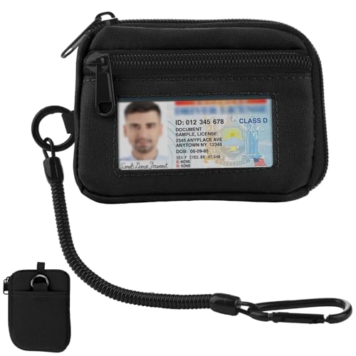 EDC Pouch Mini Geldbeutel, Mini Pouch Geldbörse Schlüsselkette mit Karabiner und Geldbörse Klein mit Münzfach für Herren und Damen, Multifunktional Reisegeldbeutel für Draußen für Draußen, Camping. von DOMIPHIE