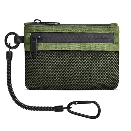 EDC Pouch Mini Geldbeutel, Travel Wallet Multifunktional Reisegeldbeutel mit Karabiner und Münzfach für Herren und Damen, Camping von DOMIPHIE