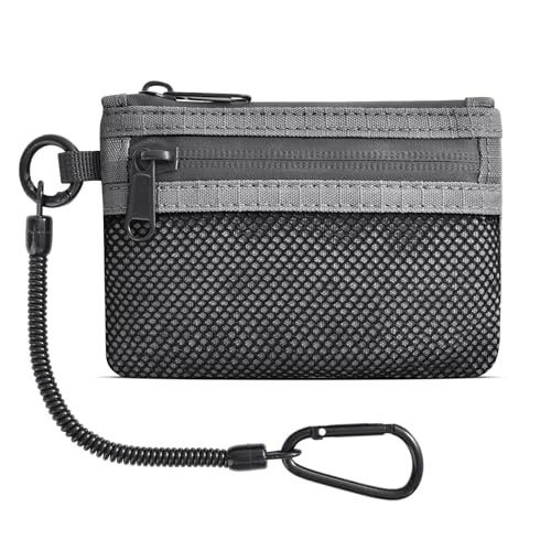EDC Pouch Mini Geldbeutel, Travel Wallet Multifunktional Reisegeldbeutel mit Karabiner und Münzfach für Herren und Damen, Camping von DOMIPHIE