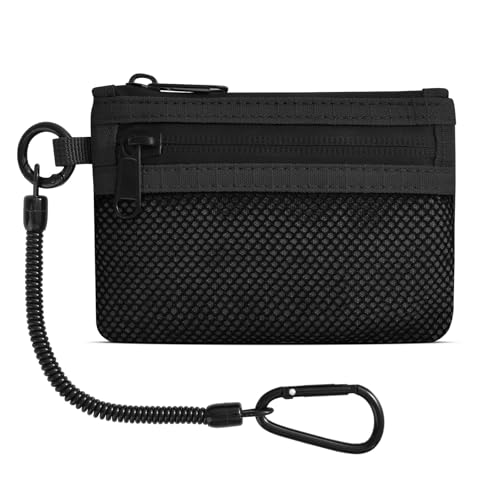 EDC Pouch Mini Geldbeutel, Travel Wallet Multifunktional Reisegeldbeutel mit Karabiner und Münzfach für Herren und Damen, Camping von DOMIPHIE
