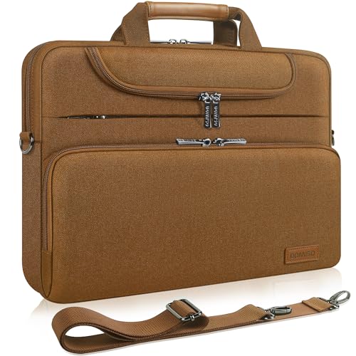 DOMISO 17 Zoll Wasserdicht Laptop Tasche Aktentasche Schultertasche Notebooktasche Business für 17-17.3" Notebook/Dell/Lenovo/Acer/HP/MSI/ASUS, Karamell von DOMISO