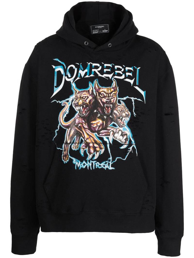 DOMREBEL Hoodie mit grafischem Print - Schwarz von DOMREBEL