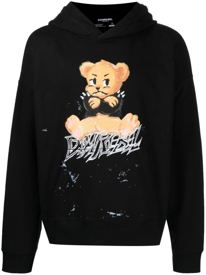 DOMREBEL Hoodie mit Moody-Print - Schwarz von DOMREBEL