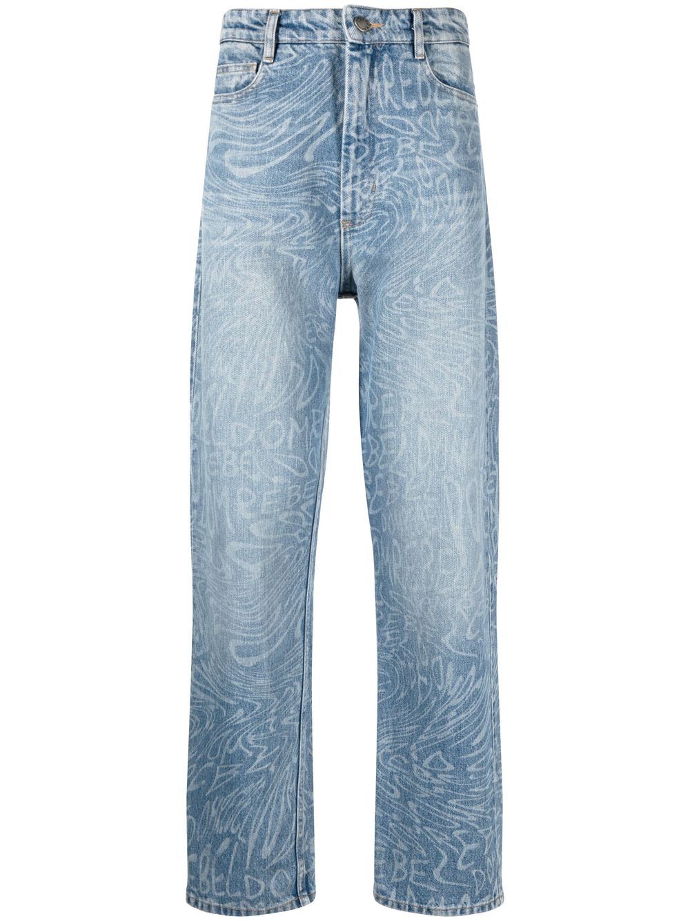 DOMREBEL Straight-Leg-Jeans mit Print - Blau von DOMREBEL