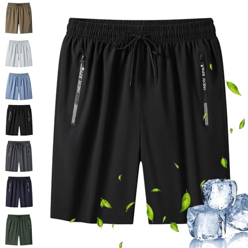 DOMTKBE Schnelltrocknende Damen-Stretchhose aus Eisseide, Iced Active Shorts für Seniorinnen Unisex (Black,XXL) von DOMTKBE