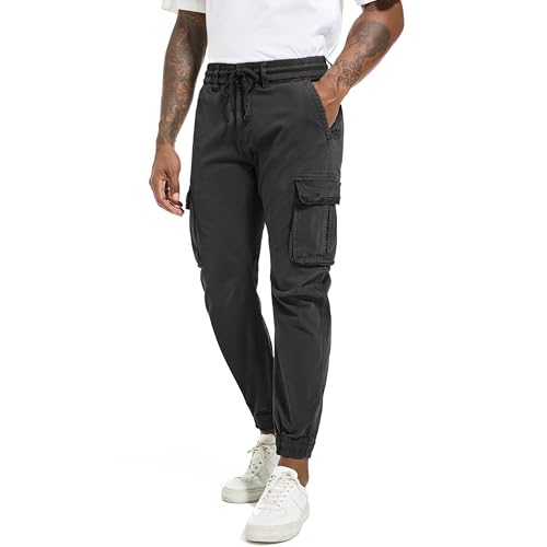 DON JOHNSON Cargohose für Herren, mit 6 Taschen, Freizeithose für Herren, Schwarz-2, 48 W von DON JOHNSON