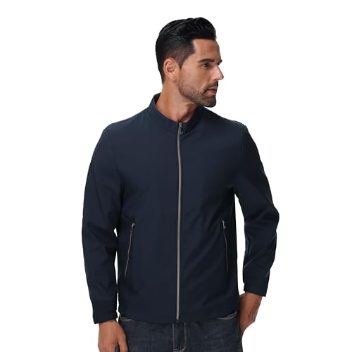 DON JOHNSON Leichte Herren-Jacke, lässig, für Herren, Sportjacke, Bomberjacke, langärmelig, blau, L von DON JOHNSON