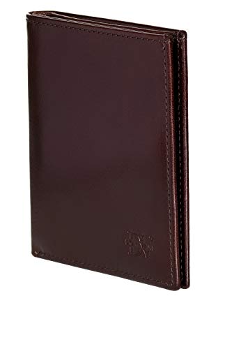 DON VANE Slim Wallet I Extra schmale Echtleder Geldbörse für Herren und Damen I Kleines dünnes Leder Portemonnaie mit Münzfach I Mini Geldbeutel Männer Hochformat flach (Braun) von DON VANE