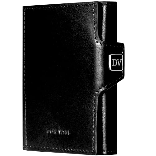 DON VANE Elite Pocket I Slim Wallet mit Münzfach I Mini Geldbörse Leder mit RFID Schutz I Kleines Karten Portemonnaie für Herren und Damen I Kreditkartenetui Kartenetui I Geldbeutel flach Schwarz von DON VANE
