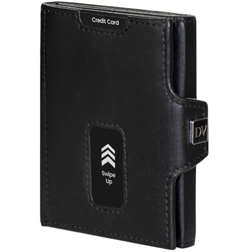 DON VANE Elite Pocket Pro I Echt Leder Slim Wallet Herren mit Münzfach I Mini Geldbörse Herren klein I Karten Portemonnaie Herren & Damen I RFID Portmonee Herren Slim Geldbeutel Männer Schwarz von DON VANE