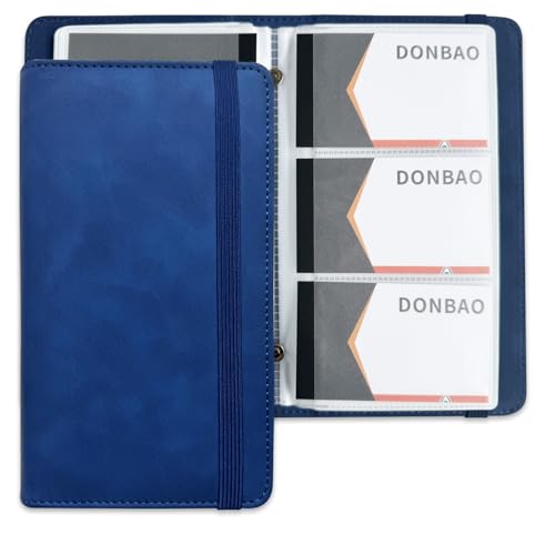 Professioneller Visitenkartenhalter aus Leder, Buch-Organizer, 240 Kartenfächer, Premium-PU-Namenskarten, Aufbewahrungsordner mit weichem Einband, Kreditkartenbinder für Herren/Frauen (Dunkelblau) von DONBAO