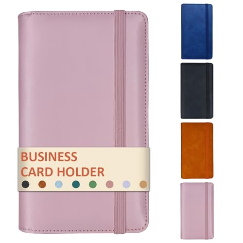 Professioneller Visitenkartenhalter aus Leder, Buch-Organizer, 240 Kartenfächer, Premium-PU-Namenskarten, Aufbewahrungsordner mit weichem Einband, Kreditkartenbinder für Herren/Frauen (Hellrosa) von DONBAO