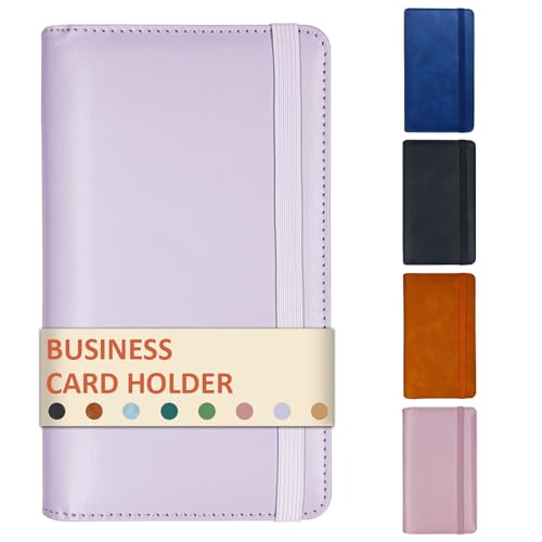 Professioneller Visitenkartenhalter aus Leder, Buch-Organizer, 240 Kartenfächer, Premium-PU-Namenskarten, Aufbewahrungsordner mit weichem Einband, Kreditkartenbinder für Herren/Frauen (lila) von DONBAO