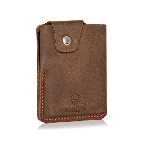 DONBOLSO® Bern I Slim Wallet mit Münzfach I Herren Kreditkartenetui I Geldbörse Leder I Mini Geldbeutel I Braun-Rot von DONBOLSO