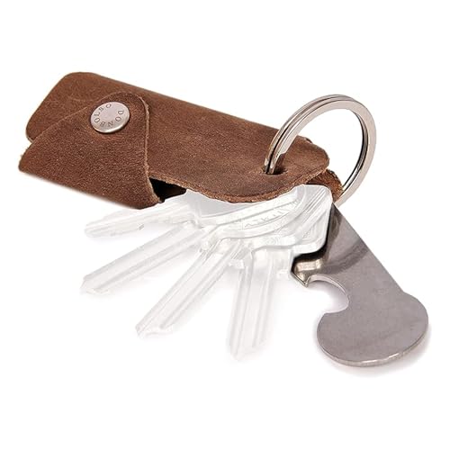 DONBOLSO® Colt I Schlüsseletui mit Einkaufswagenlöser I Leder Etui für 1-6 Schlüssel Schlüsselring I Braun von DONBOLSO