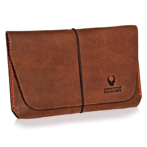 DONBOLSO Reisepasshülle Miami Leder - 16,2 x 10 cm Reiseorganizer Etui Reisepass Mappe - Vintage Reisepassetui Passport Hülle Herren Organizer Damen - Braun-Rot von DONBOLSO