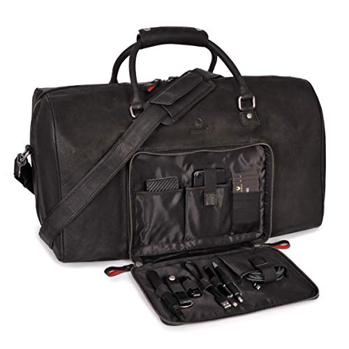 DONBOLSO® Weekender Neapel - Hochwertige Reisetasche Herren groß - Leder Reisetasche Schwarz - Handgepäck Ledertasche Größe XXL mit 51 Litern - Klassischer Donbolso Vintage Schwarz von DONBOLSO