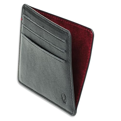 DONBOLSO | Credit Card Holder - RFID-Blocking Wallet - Mini Slim Card case - Echtes Leder Portemonnaie mit Kartenfächern & ID-Fenster - RFID-Bocker Protector - Kleine minimalistische (Nappa Schwarz) von DONBOLSO