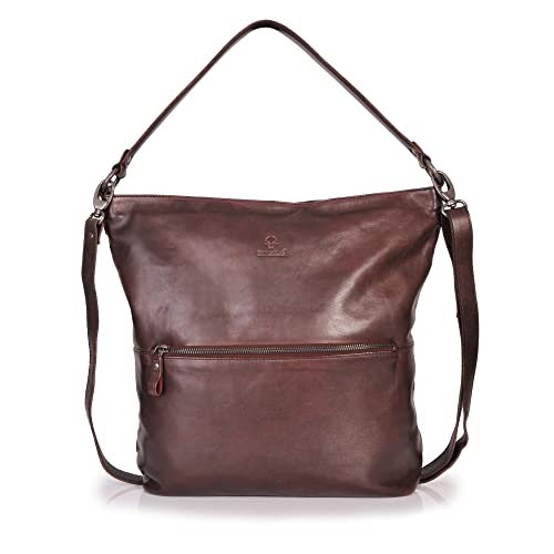 DONBOLSO Damen Handtasche Berlin I Design Leder Shopper I Damen Handtasche Vintage Leder I Hochwertige 100% Ledertasche in braun I Elegante Umhängetasche für stilvolle Frauen von DONBOLSO