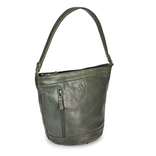 DONBOLSO Damen Handtasche Bucket I Große Umhängetasche aus Echtleder | Qualitative Henkeltasche in Oliv | Hochwertige Handtasche als Shopper für stilvolle Frauen von DONBOLSO