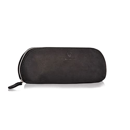 DONBOLSO Federmappe Valencia Leder Federmäppchen für Damen und Herren Schlampermäppchen Federtasche Uni Groß Schwarz von DONBOLSO