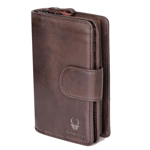 DONBOLSO Geldbörse Damen Prag - Portemonnaie aus Echtem Nappaleder für Damen - Geldbeutel mit 10 Kartenfächern, Reißverschluss und RFID-Schutz - Cognac von DONBOLSO
